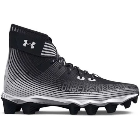 Under Armour Black White UAF Hightop Cleats Mens size 13 - Picture 1 of 9